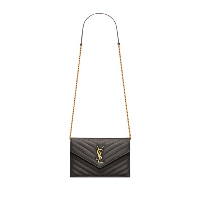 YSL CASSANDRE ENVELOPE CHAIN WALLET IN LAMBSKIN 857605AAA441997 (19*12.5*3.5cm)